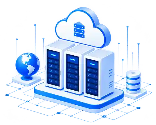 加蓬服务器与云计算基础设施示意图